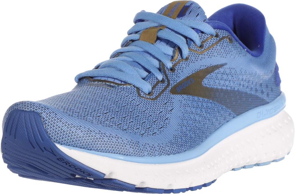 BROOKS WOMENS GLYCERIN 18 RUNNING SHOE - CORNFLOWER/BLUE/GOLD - B - 8